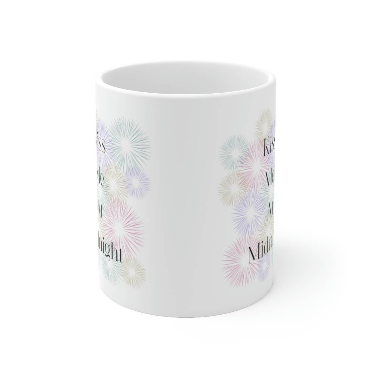 Kiss Me At Midnight Fireworks 11 oz White Coffee Mug - Image 2
