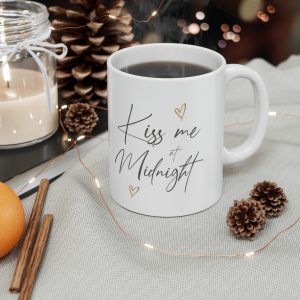 Kiss Me At Midnight Coffee Mug - 11 oz  White, Gift for Her, Gift for Him, Anniversary Gift