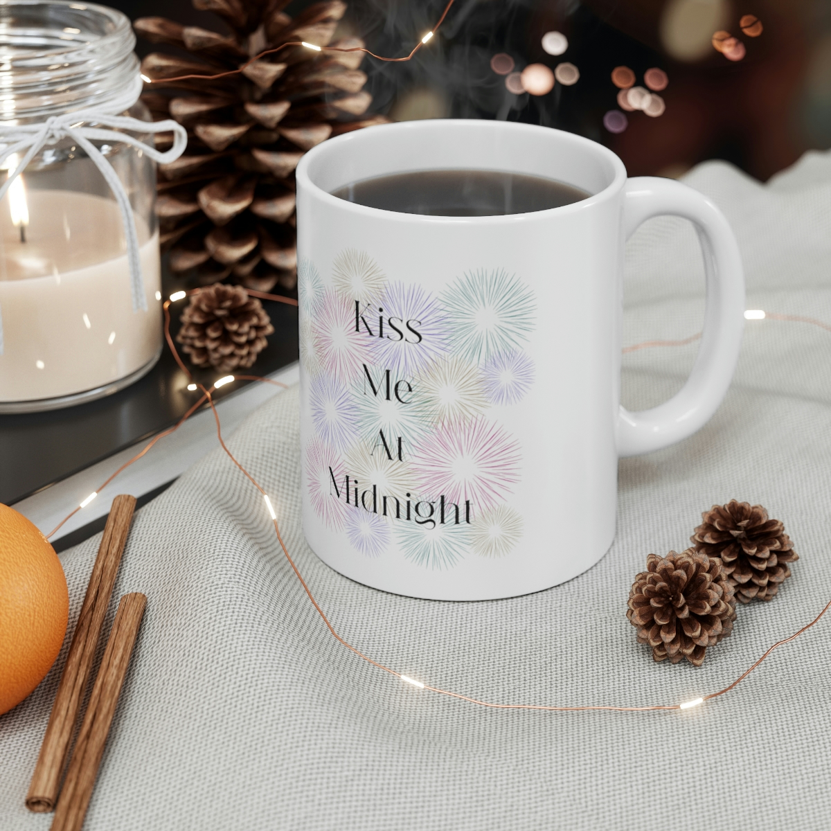 Kiss Me At Midnight Fireworks 11 oz White Coffee Mug - Image 5
