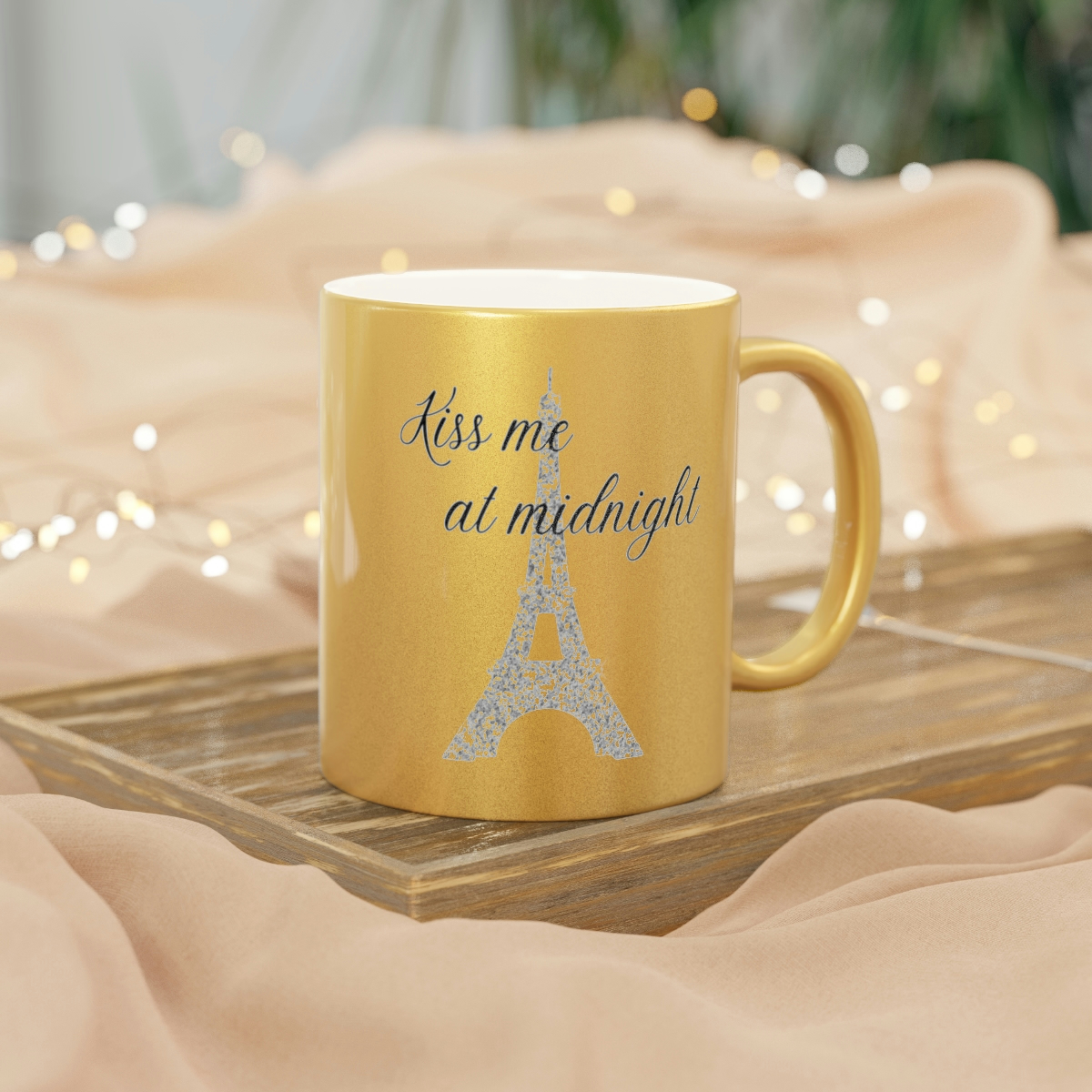 Kiss Me At Midnight Metallic Mug (SilverGold)