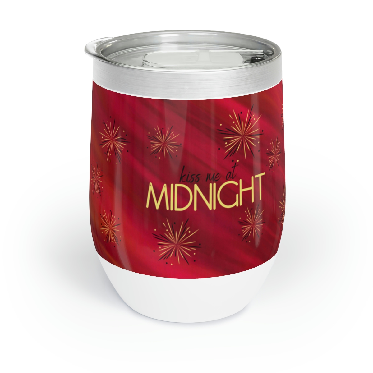 Kiss Me At Midnight 12 oz Stemless Wine Tumbler w/lid