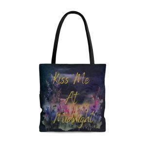 Kiss Me At Midnight Tote Bag - Large Size with Gold Lettering
